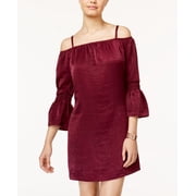 Bcx Juniors Cold Shoulder Bell Sleeve Dress Bordeaux 2XS