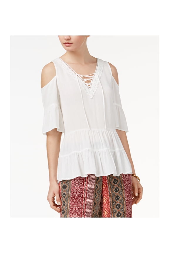 Juniors Cold Shoulder Top Off-White XS