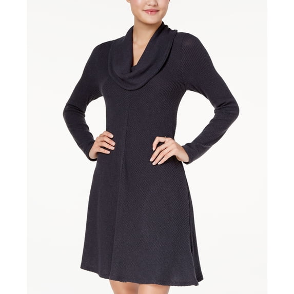 Bcx Juniors Cowl Neck Rib Knit Dress Black L