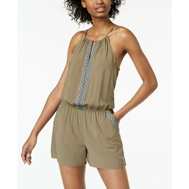 Bcx Juniors Embroidered Sleeveless Romper Olive XL
