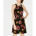 thumbnail image 1 of Bcx Juniors Floral Fit Flare Dress Black/Floral 5, 1 of 1