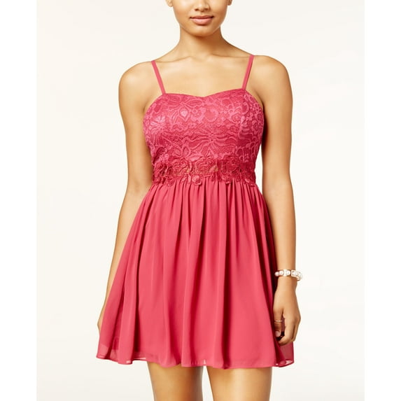 Bcx Juniors Glitter Lace Fit Flare Dress Pink 7