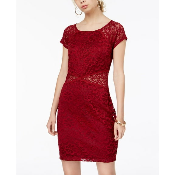 Bcx Juniors Lace Illusion Body Con Dress Wine 13