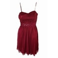 thumbnail image 1 of Bcx Juniors Maroon Crocheted Lace Fit & Flare Dress 5, 1 of 1