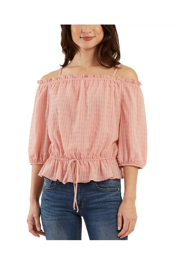 Juniors Off-The-Shoulder Top, Blush, Medium