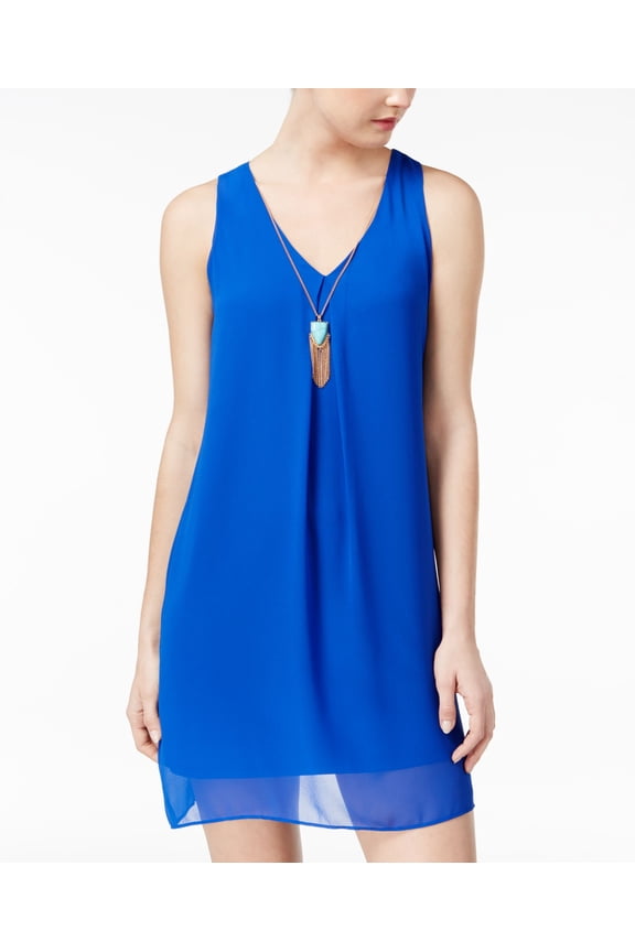 Juniors Ruffled Back Shift Dress Bali Blue S