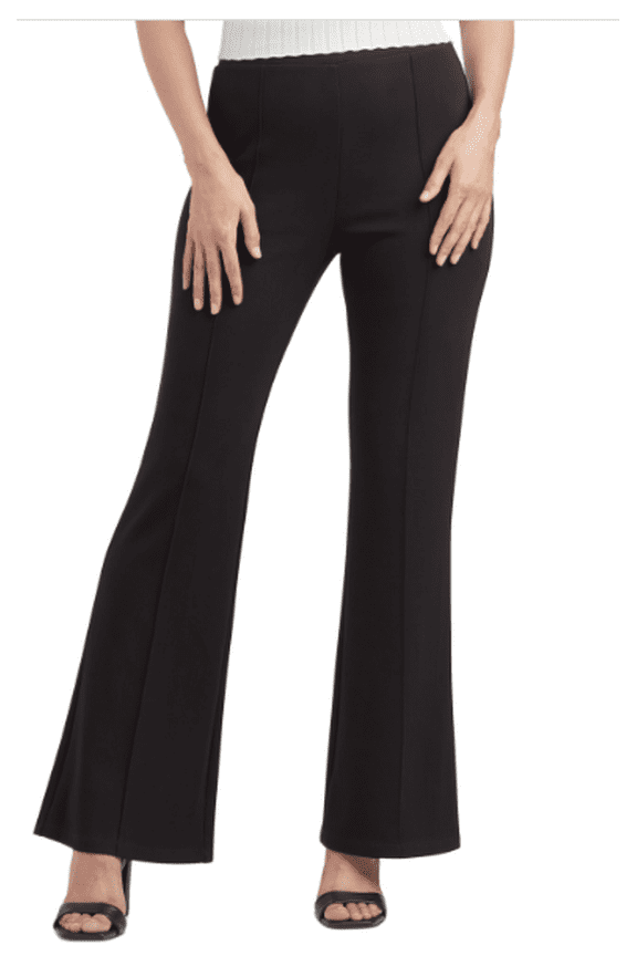 Juniors' Solid Seamed Wide-Leg Pull-on Scuba Pants - Black