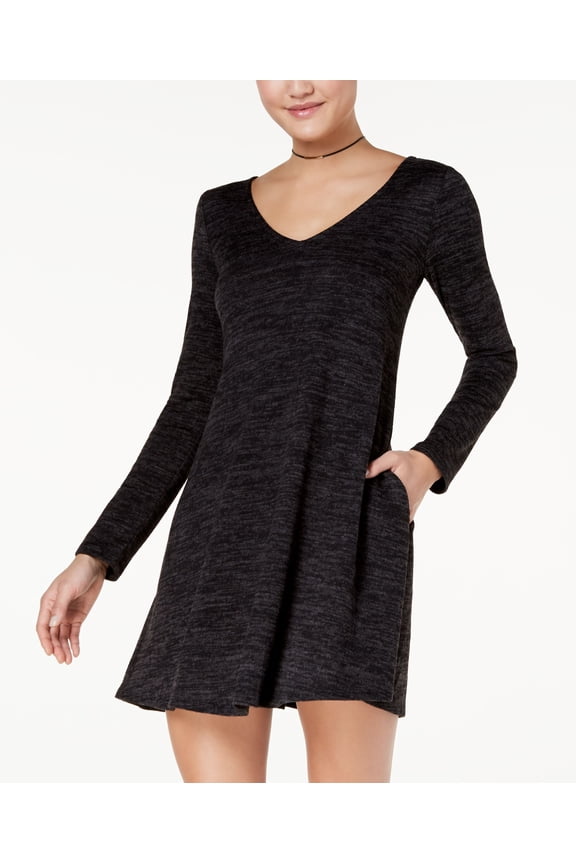 Juniors Space Dyed Lace Up Dress Black M