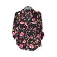 thumbnail image 1 of Bcx Juniors' Tie-Front Collared Shirt, black floral, Size S, 1 of 2