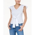 thumbnail image 1 of Bcx Juniors Tie Waist Flutter Sleeve Top White L, 1 of 1