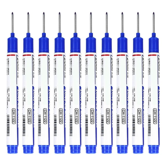 Bcylexb 10 Pack Long Nib Permanent Marker Pens, Waterproof Quick Dry Oil Based Deep Hole Markers Tip Markers for Wood Plastic Metal Glass Construction Industrial Marking Supplies