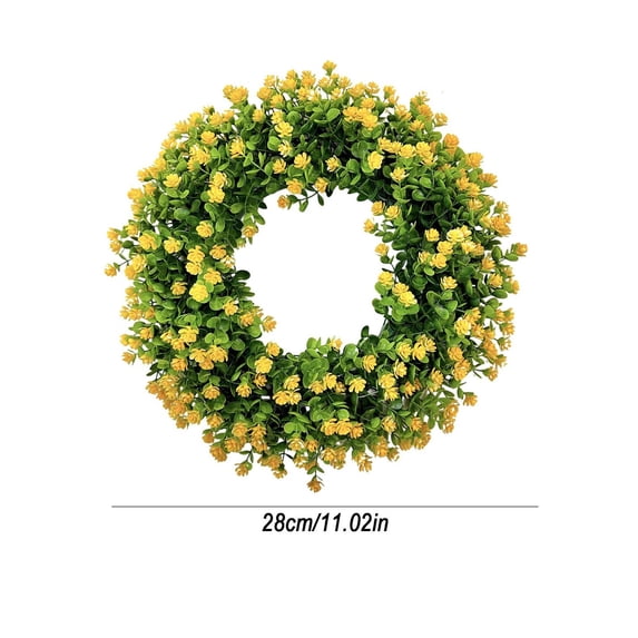 Bcylexb 11" Spring Flower Wreath for Front Door, Boxwood Wreath with Mixed Color Flower Door Floral Wreath for Summer Wedding Wall Window Farmhouse Decor