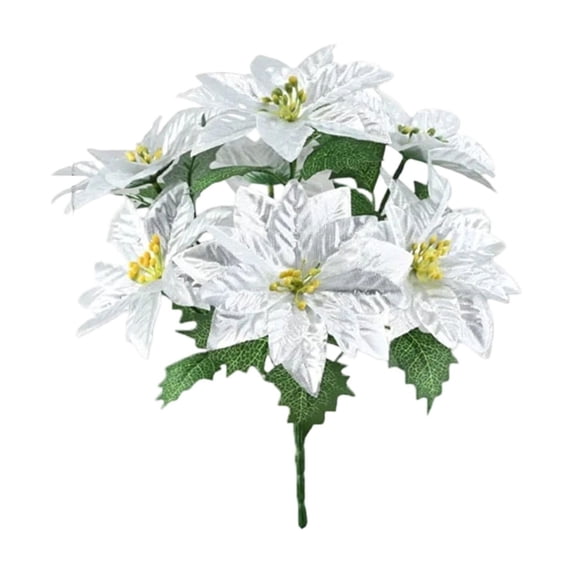Bcylexb 12.2" Artificial Flowers 7-Headed Bouquet, Realistic Fake Flowers for Home Decor, Simulated Floral Arrangement for Table and Wedding Decoration, White