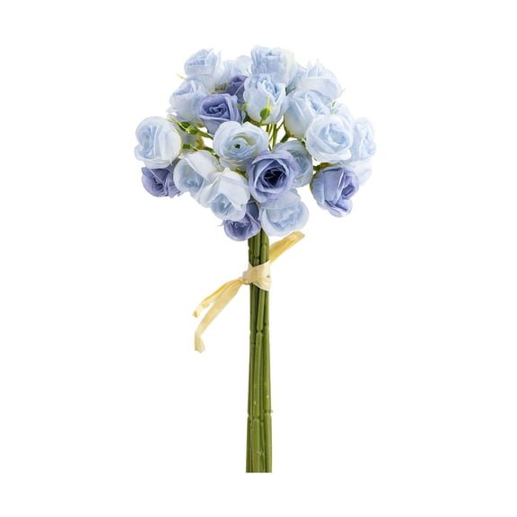 Bcylexb 13" 27-Headed Crushed Blue Artificial Roses, Persian Fake Flowers Bouquet for Wedding, Valentine's Day Gift and DIY Home Decor Faux Roses, Blue