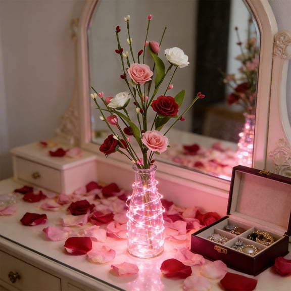 Bcylexb 16.9" Simulation Rose and Berry Branch for Valentines Day, Artificial Flowers Decoration for Mom's Day, Fake Bloom Display for Wedding and Home Decor, Multicolor