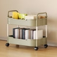thumbnail image 1 of Bcylexb 2-Tier Rolling Cart with Ribbed Baskets and Handle, Mobile Storage Trolley with Wheels Utility Organizer for Bedroom Bathroom Living Room, 1 of 6