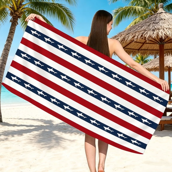 Bcylexb 28"x 55" 4th of July Beach Towels, Absorbent Machine Washable Quick Dry Swim Towels for Independence Day Beach Pool Decor Patriotic Essential
