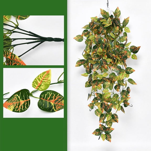 Bcylexb 39.4" Faux Green Wall Hanging Rattan with Artificial Foliage, Plastic Flower Panel Vines for Indoor Decoration, Fake Plants for Home and Garden Wall Decor, A