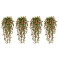 thumbnail image 1 of Bcylexb 4 Pack 29.5" Artificial Hanging Flowers Vines with Chlorophytum Leaves, Plastic Fake Flowers for Outdoor and Indoor, Simulation Plants Garlands Set, Red, 1 of 5