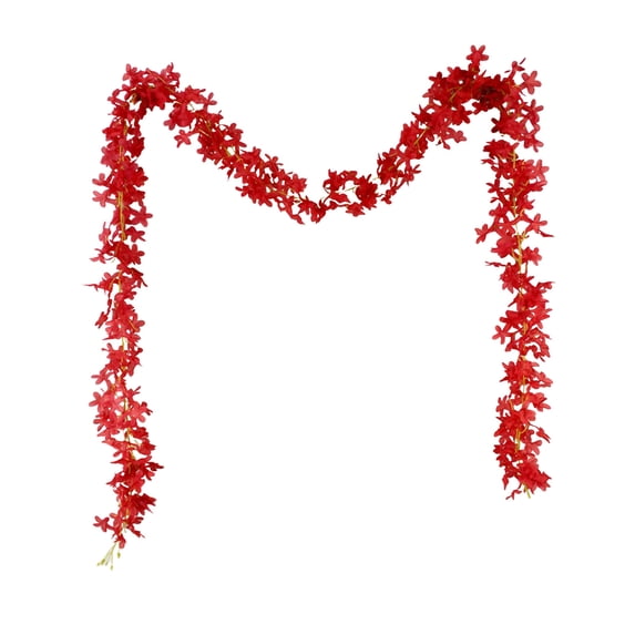 Bcylexb 6.9FT Artificial Lilac Flower Vine Garland, Plastic Decorative String of Faux Flowers for Indoor and Outdoor Festivals, Wedding Parties and Home Decor Vines, Red