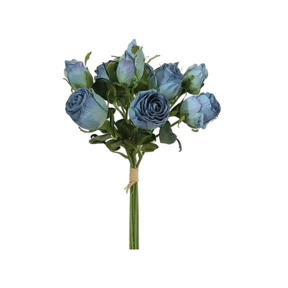 Bcylexb 6 Bundles 14.6" Simulation Rose Bouquet for Wedding and Home Decor, Artificial Flowers Arrangements as Shooting Props, Fake Plants and Flowers Bouquet, Blue