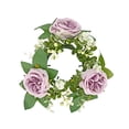 thumbnail image 1 of Bcylexb 8" Faux Austen Rose Wreath for Candle Cup or Candlestick, Valentine's Day Decorative Candle Ring for Party and Wedding Tables, Floral Garland Accent Piece, Purple, 1 of 6