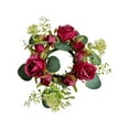 thumbnail image 1 of Bcylexb 8" Rose Candle Rings for Candlesticks, Valentine's Day Dining Table Party Decor Wreath, Wedding Floral Ring and Artificial Flowers Galand for Home, Red, 1 of 6