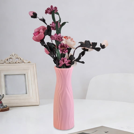 Bcylexb 8 inc Tall Slender Plastic Flower Vase, Unbreakable Textured Vase Modern Flower Vase for Living Room Wedding Office Decor