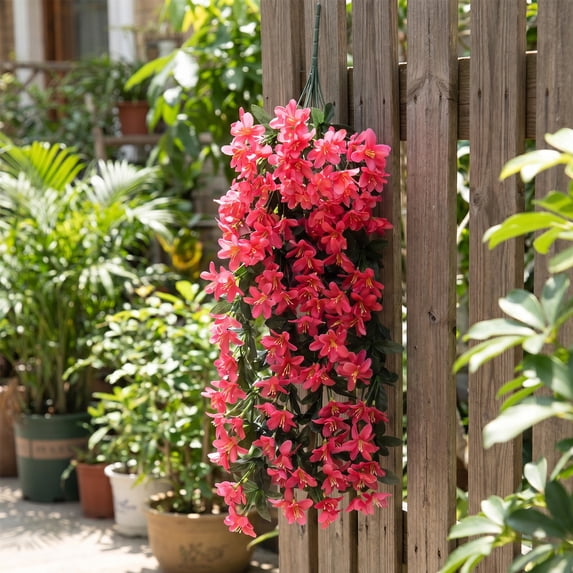 Bcylexb Artificial Hanging Lily Flower, 27.6" Lifelike Silk Flower Garland Drooping Floral Vine for Wall Mount Porch Patio Wedding Party Decoration