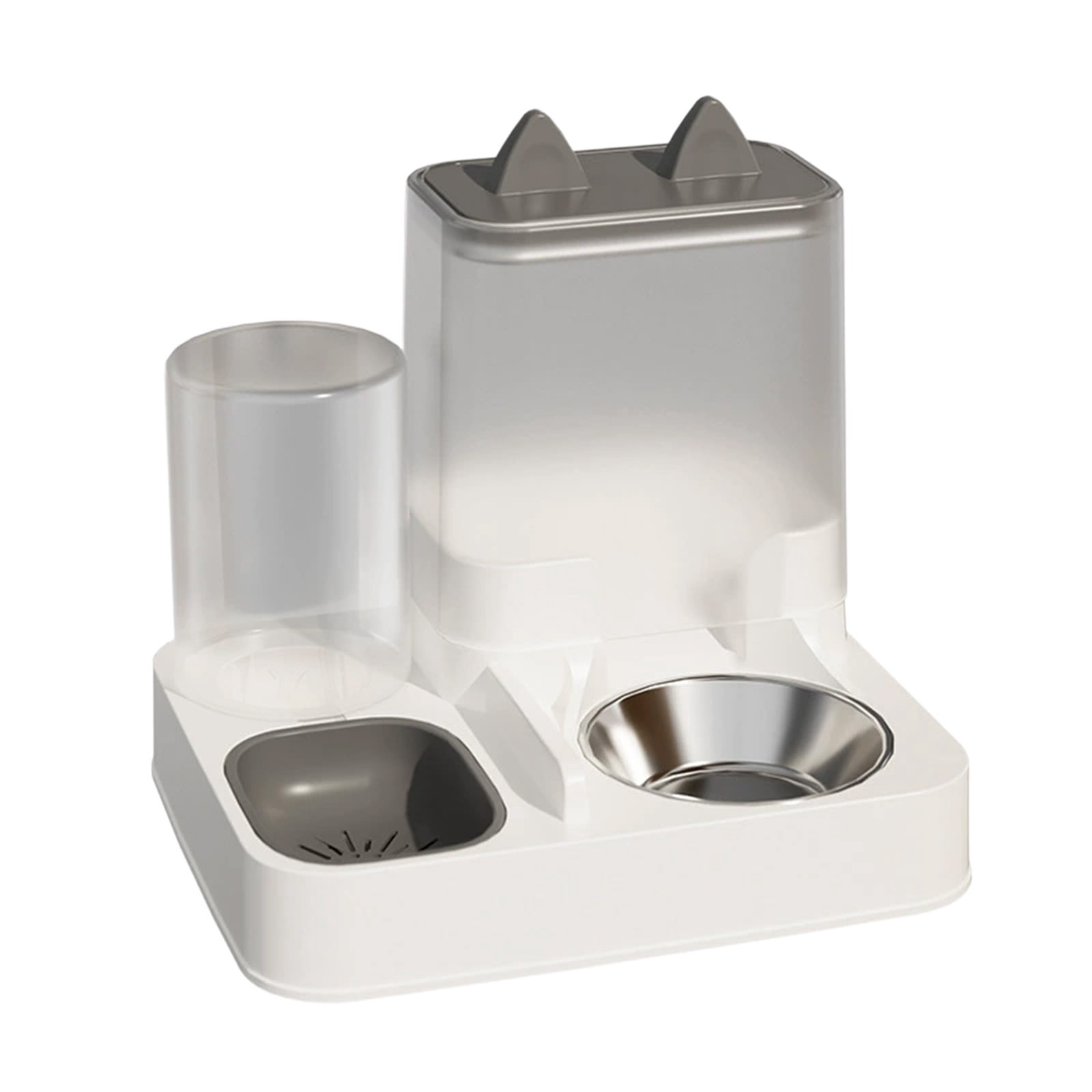 Bcylexb Automatic Feeder and Drinking Double Bowls for Cats and Dogs – Integrated Food and Water Cat and Dog Bowls, Gray