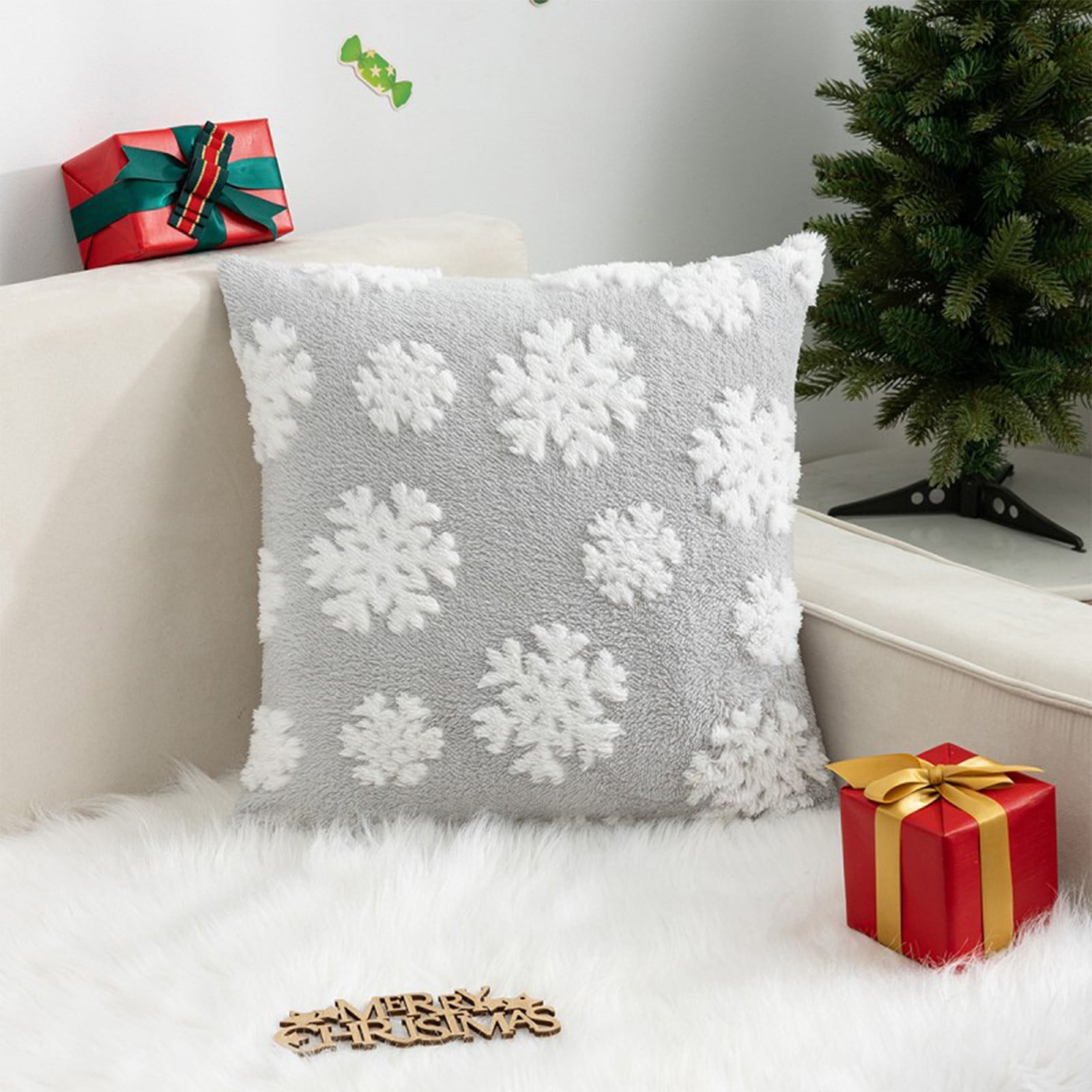 Bcylexb Christmas Decorations Christmas Pillow Cover Snowflake Velvet