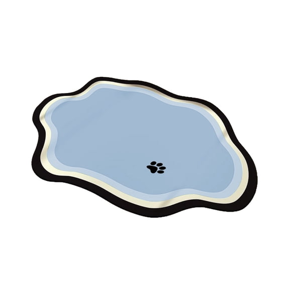Bcylexb Cloud Shape Non Slip Cat and Dog Bowl Mat, Quick Drying Absorbent Pet Feeding Mat, Indoor Use Dog Food Mat (15.7" x 11.8", Light Blue)