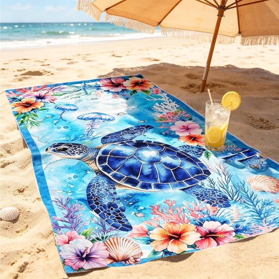 Bcylexb Colorful Floral Beach Towels, 20"x 40" Soft Absorbent Quick Dry Lightweight Summer Towels for Swimming Pool Beach Shore