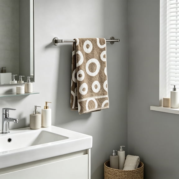 Bcylexb Cotton Hand Towels, 13"x 28" Modern Geometric Circle Face Towels Ultra Soft Ring Jacquard Bath Towels for Bathroom Kitchen Hotel Spa Machine Washable Bath Essential