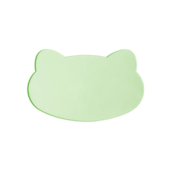 Bcylexb Cute Cat Face Shape Silicone Feeding Mat, Dog and Cat Bowl Placemat, Anti Slide Spill-Proof Pet Food Mat,Easy to Clean (16.5" x 10.6", Green)
