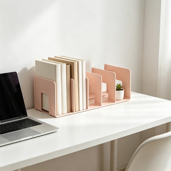 Bcylexb Desktop File Holders with 4 Slots, Vertical Document Organizer with Wide Sturdy Base Office Desk Book Stand for Sorting Magazines Papers Files