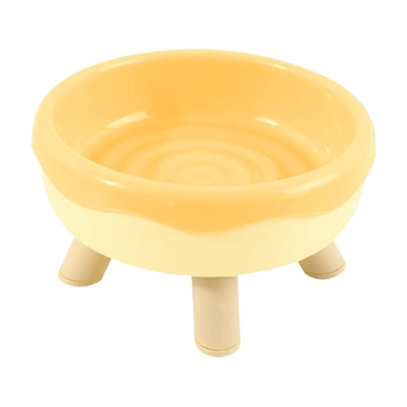 Bcylexb Donut-Shaped Tall Leg Pet Bowls with Neck Protection – Large Diameter Cat Bowl and Puppy Drinking Bowl, Anti-Tip Dog Bowls, Yellow