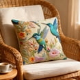 thumbnail image 1 of Bcylexb Embroidered Throw Pillow Covers, 18"x 18" Boho Floral Hummingbird Decorative Pillow Covers Soft Couch Cushion Cases for Bedroom Living Room Home Decor, 1 of 6
