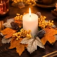 thumbnail image 1 of Bcylexb Fall Table Wreaths, 10.2" Artificial Maple Leaves Candle Ring Wreaths Halloween Thanksgiving Decorations for Table Centerpieces Party Kitchen, 1 of 6