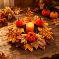 thumbnail image 1 of Bcylexb Fall Table Wreaths, 11" Artificial Maple Leaves Candle Ring Wreaths Halloween Thanksgiving Decorations for Table Centerpieces Party Kitchen, 1 of 6