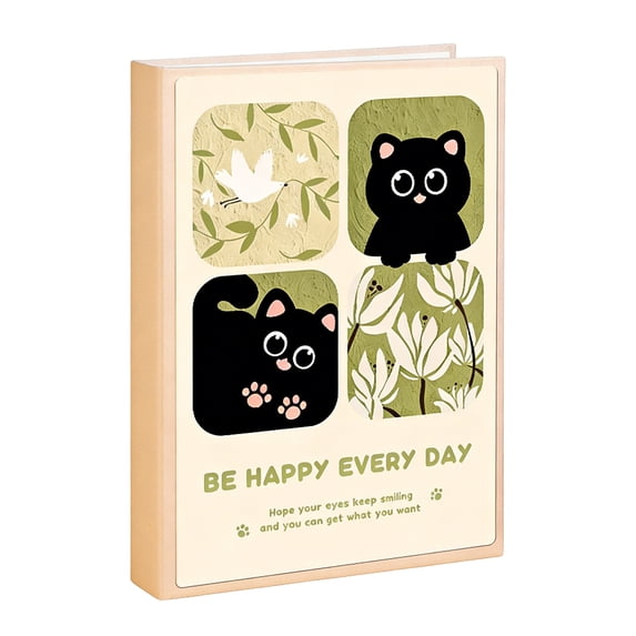 Bcylexb Hardcover Notebook, Hollow Cut Cartoon Cat Lined Journal Floral Window for Classroom Office Students Adults Writing Stationery