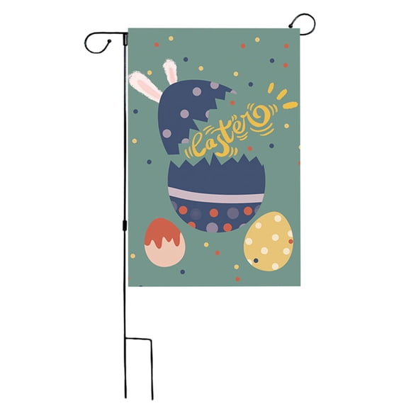 Bcylexb Linen Printed Garden Flag for Easter Day Ambiance, 12 x 18 Inch Easter Eggs and Bunny Garden Flags Decoration to Dress Up Your Patio and Yard, A