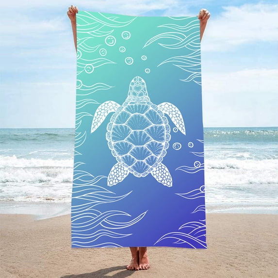 Bcylexb Microfiber Soft Beach Towels, 28"x 59" Sea Turtle Print Bath Towels Thick Quick Dry Absorbent Pool and Swimming Drying Towel