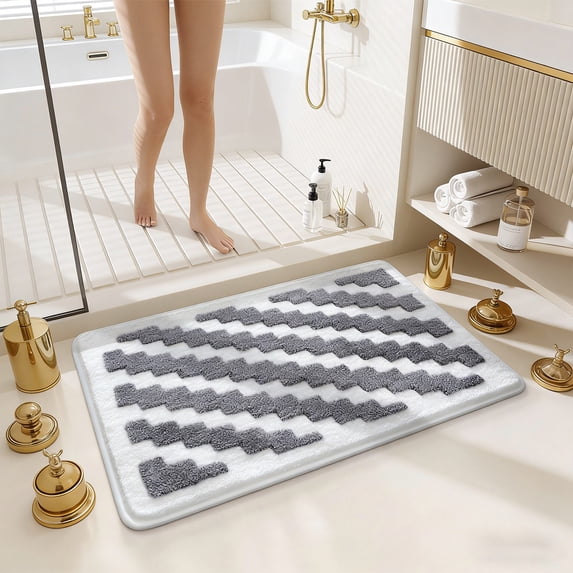 Bcylexb Modern Bath Mat 16"x 24", Minimalist Floor Mat for Shower Sink Durable Non Slip Bath Rugs for Front Door Entryway Bedroom Bathroom Accessories