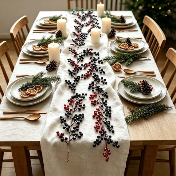 Bcylexb Multicolor Berry Garland, 6 Ft Artificial Holly Berry Vines Christmas Garland for Mantle Wall Xmas Tree Window Table Centerpiece Indoor Outdoor Holiday Decor