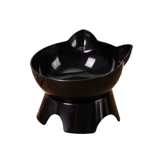 Bcylexb Neck Support Tall Cat Food Bowls with Slanted Mouth, Cat Ears Shape for Pet Dog Bowls and Feeding Supplies, Black