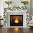 thumbnail image 1 of Bcylexb Roses and Baby’s Breath Artificial Green Garland, 6FT Floral Vines for Wedding Decor, Spring Party Centerpiece and Home Table Runner Rattan, Purple, 1 of 6