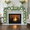thumbnail image 1 of Bcylexb Roses and Baby’s Breath Artificial Green Garland, 6FT Floral Vines for Wedding Decor, Spring Party Centerpiece and Home Table Runner Rattan, Yellow, 1 of 6