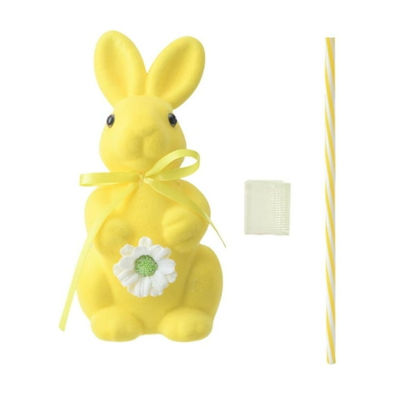 Bcylexb Simulation Flocked 7.9" Easter Rabbit Ornament, Easter Bunny Figure with Soft Texture for Shelf and Mantel Home Decor, Cute Spring Holiday Decorations, Yellow