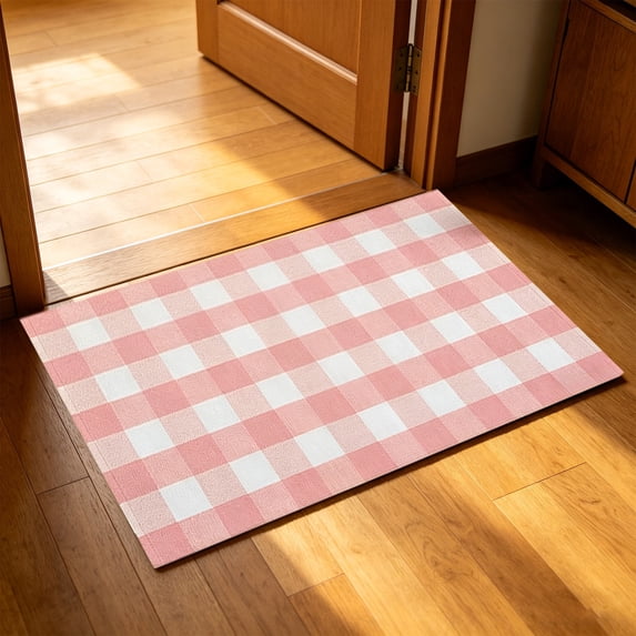 Bcylexb Spring Summer Plaid Rug, 16"x 24" Door mat for Front Door Washable Entryway Doormat Porch Decor Front Porch Welcome Mat